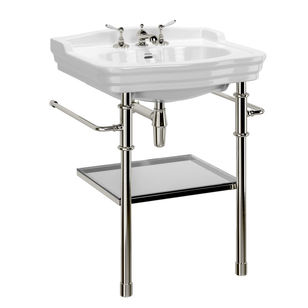 Imperial Regent 700mm Basin With Charlotte Polished Nickel Wash Stand